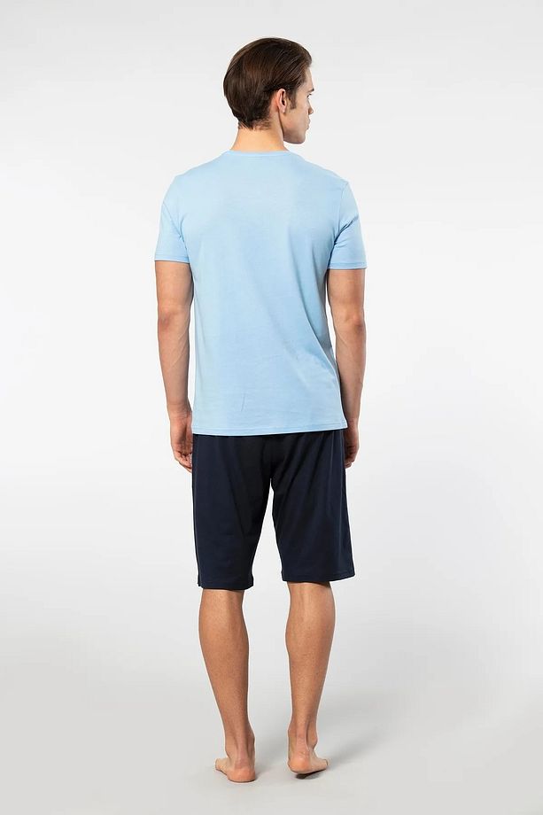 Erkek Modal Bermuda Şort Kısa Kollu Pijama Takımı %50 Modal %50 Pamuk - 2