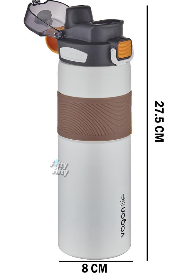 Çelik Termos 800 ML Büyük Boy Tek Kapak Çift Kullanım Pipetli/Rahat İçim Kaydırmaz Gövde-F - 2