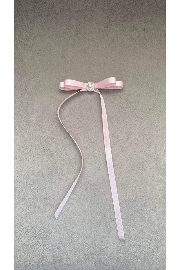 Rectangular Embellished Embellished Long Grosgrain Ribbon Bow Automatic Hair Clip