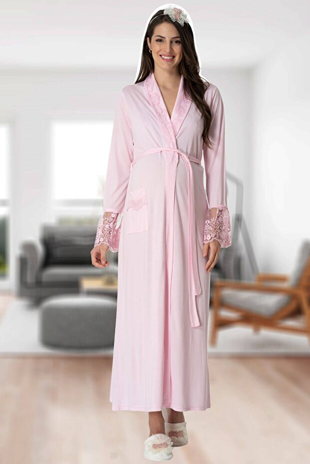 80% Cotton, 20% Viscose (with Belt) Women's Dressing Gown