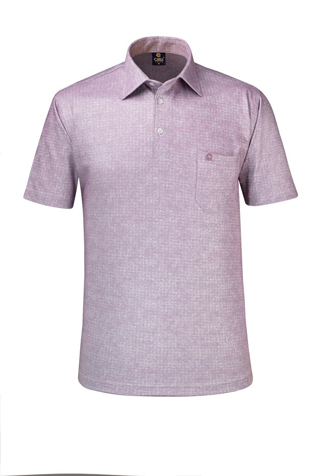 Men's Plus Size Shirt Collar Buttoned Pocket Rose T-Shirt Classic Fit - 4914