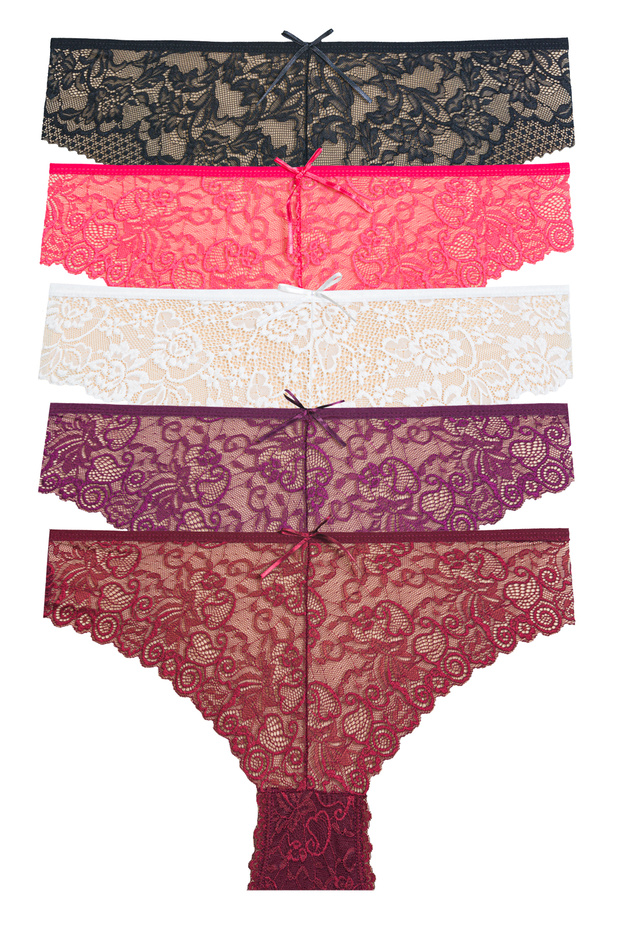 High Waist Full Lace Bato 5-Piece Panties 5340