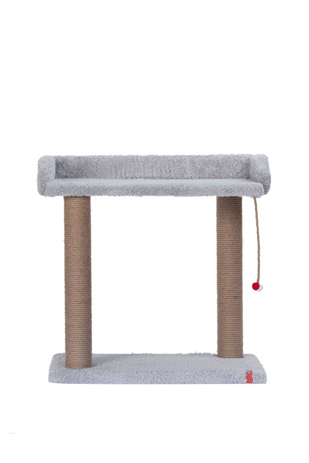 خدش للقطط ذو منصة رمادية الأبعاد مع مقعد - 1
