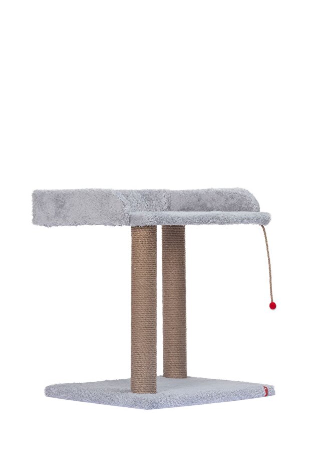 خدش للقطط ذو منصة رمادية الأبعاد مع مقعد - 3
