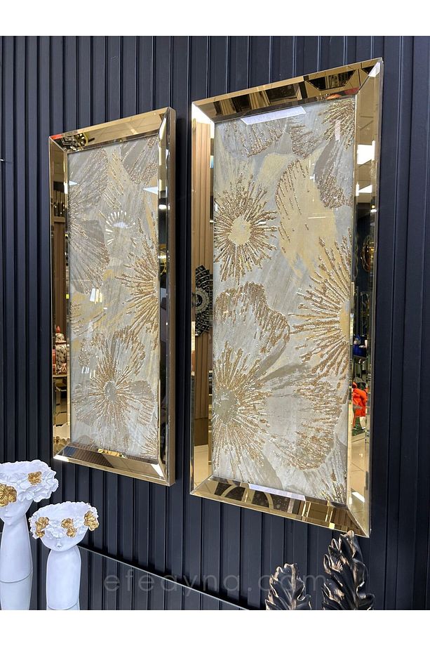 YONCA-GOLD AYNA TABLO SETİ-30x70cm (30x70 x 2 adet tablo) - 3