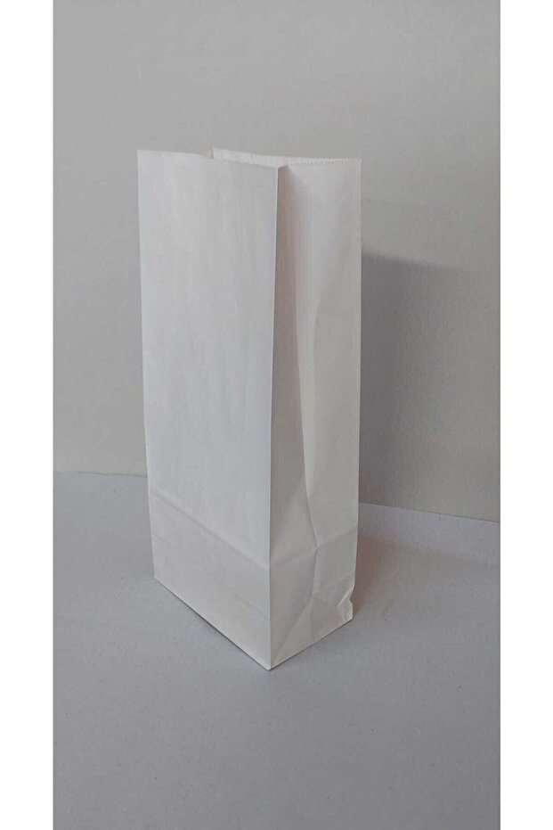 Kumanya Poşet 100 Adet 16x34x9 Cm Beyaz Kraft Kağıt Torba 100 Adet - 3