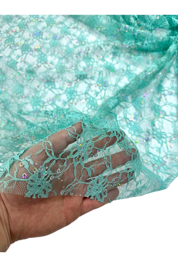 Green Sequined Ørme Fabric - Sequin 140 Cm - 1