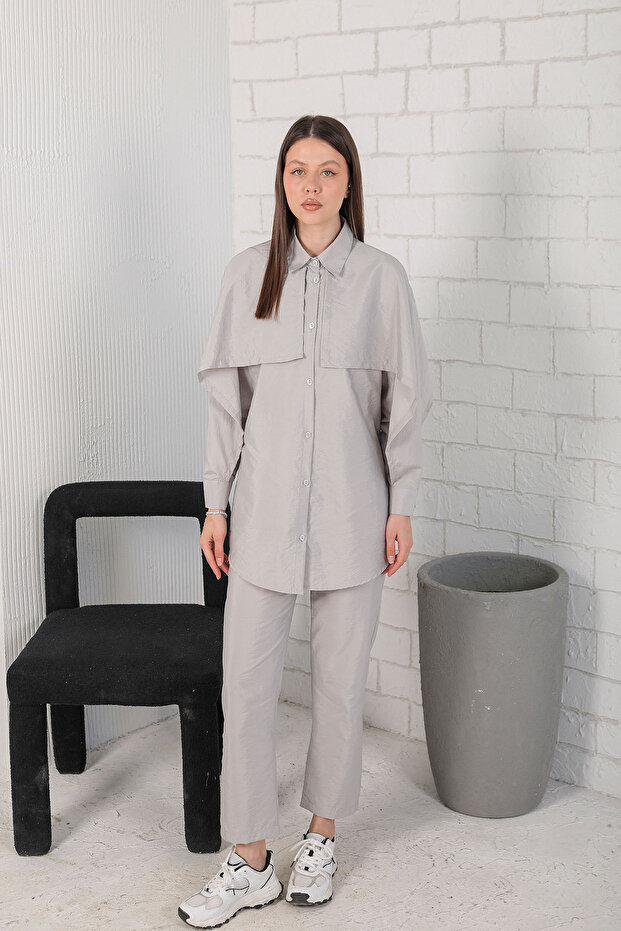 طقم ياقة رمادية موديل 3-3121 - 1