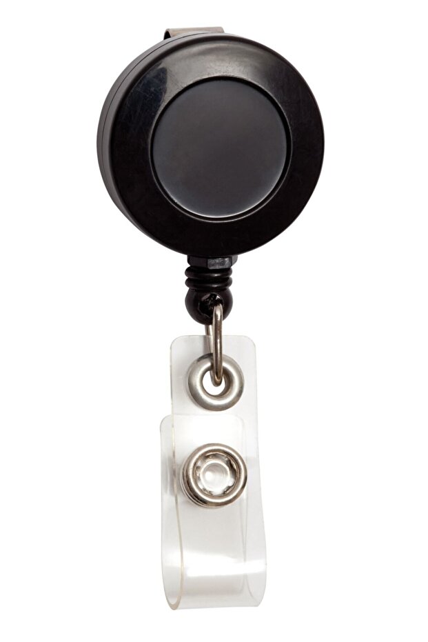 Yoyo ID Badge Holder with Keychain Pull Pullable Reel Rope Clip (BLACK)