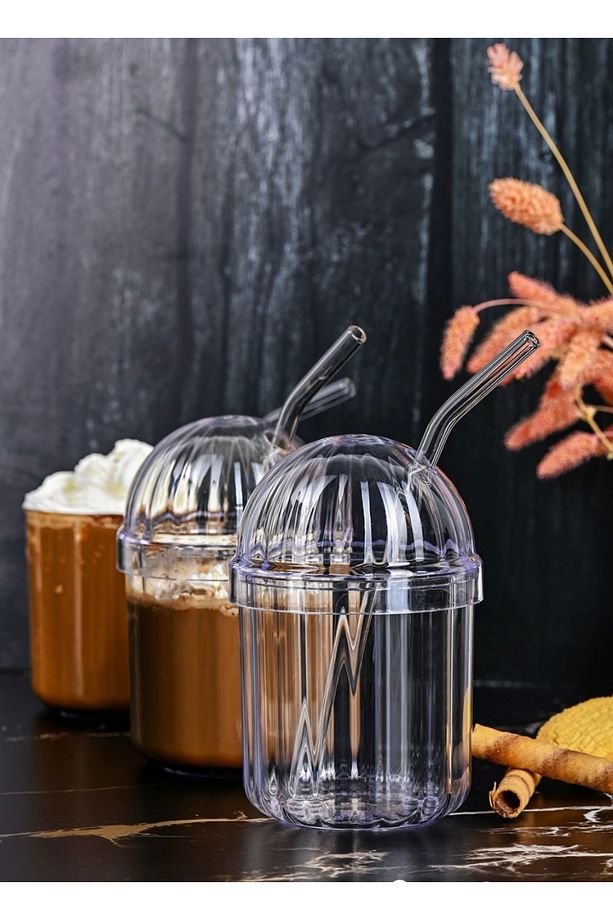1 Adet Mika Oval Kapaklı Pinterest Bardak Kahve Ve Sunum Bardağı 430 ml CAM DEĞİLDİR. - 2