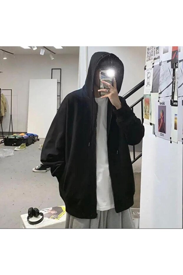 سترة أساسية بغطاء للرأس بسحاب - 2