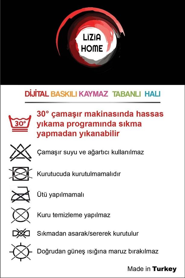 Kaymaz Taban Makinede Yıkanabilen Yuvarlak Mutfak Halısı Ar996 - 4