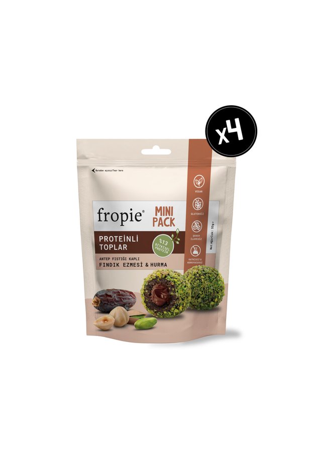 Protein Date Ball Mini - Covered with Pistachios and Hazelnut Butter 32 Gr X4