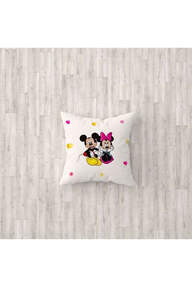 Colorful Micky Mouse Patterned Children's Room 3-Piece Throw Pillow Cover Tlakr-112