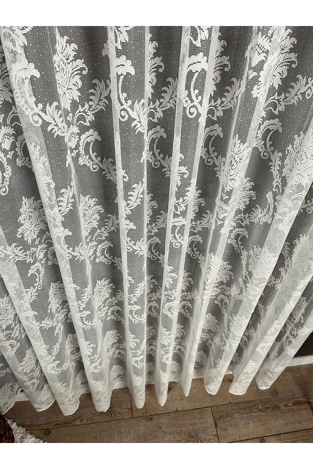 Damask Kullanıma Hazır Ekstraforlu Pilesiz Düz Dikim Tül Perde Tek Kanat - 4