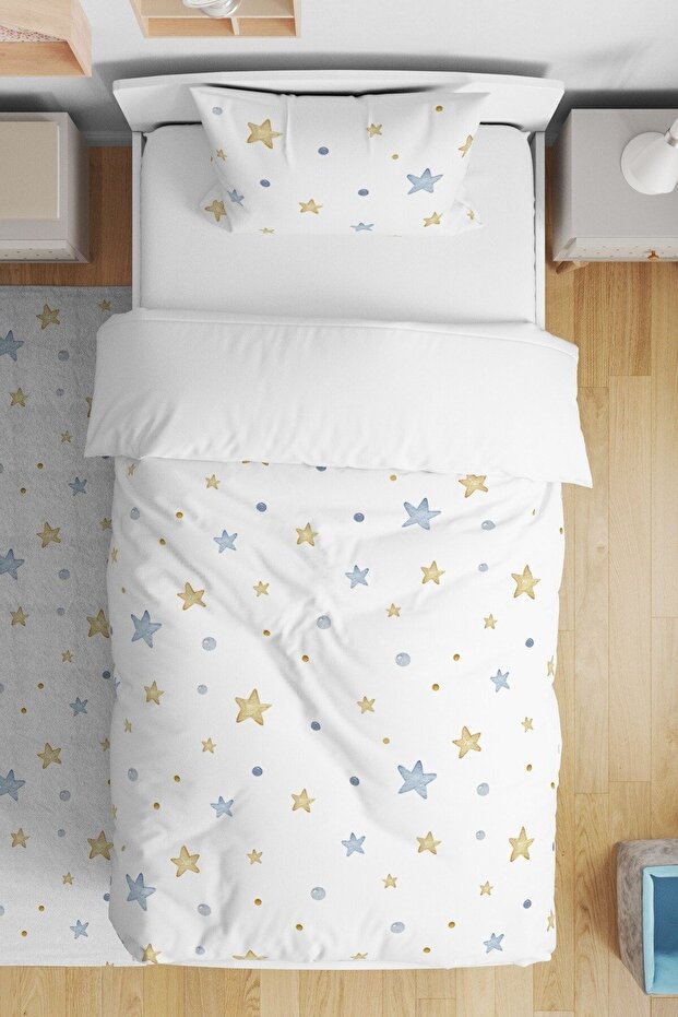 Water Color Stars Patterned Single Baby Kids Bedding Set