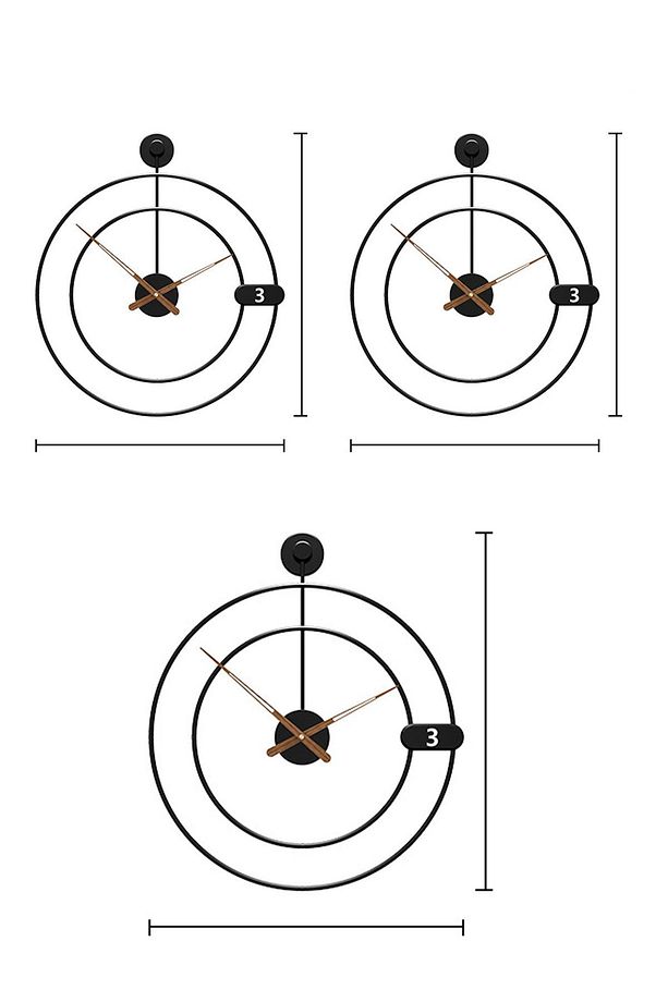 Sirius During 60 Cm Siyah Modern Dekoratif Duvar Saati - 5