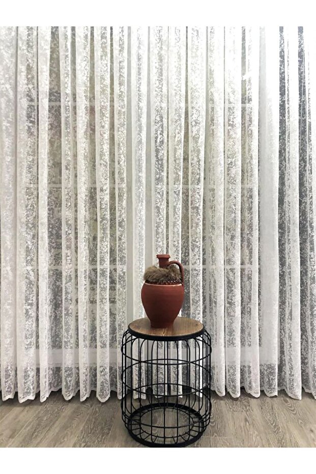 Ready-To-Use Sparse Pleated Tulle Curtain with Thin Stripes, Single Panel