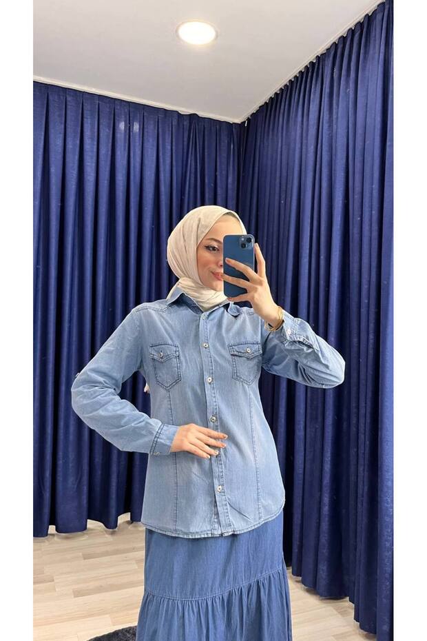 Kadın kot gömlek - 3