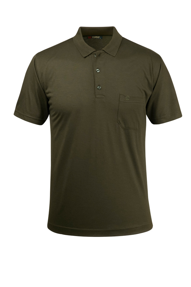 Men's Plus Size Polo Neck Buttoned Pocket Khaki T-Shirt Classic Fit - 4909