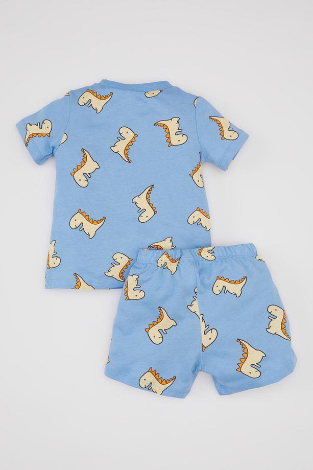 Erkek Bebek Pijama Takımı Dinazor Baskılı Penye Kısa Kollu Üst Şort C1997a524hs - 5