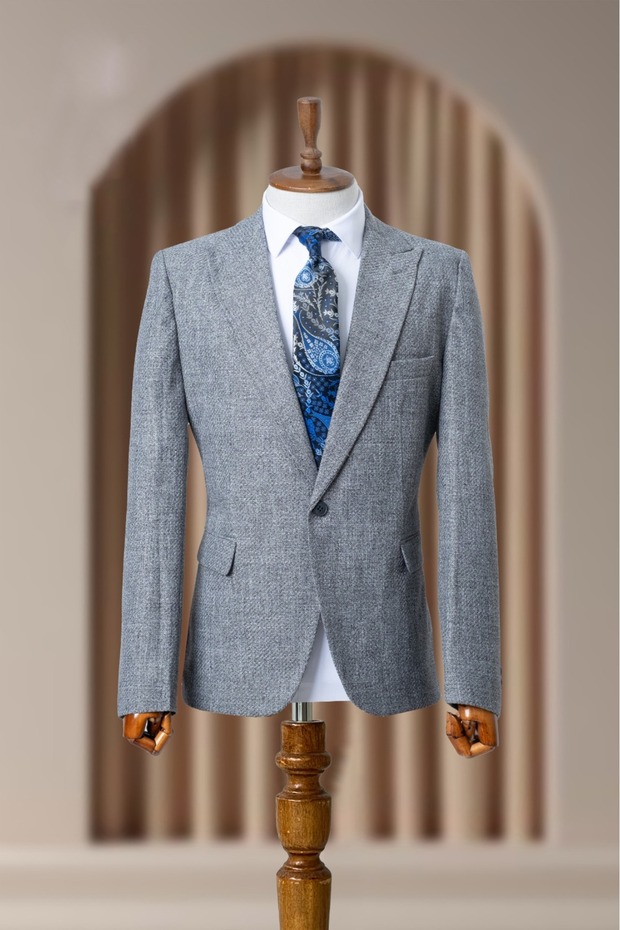Gray Italian Style Classic Men's Slim Fit Blazer Jacket