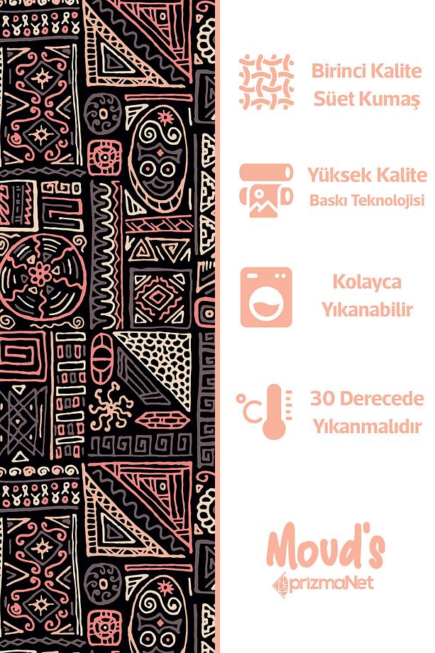 Hitit Figür Desenli Süet Dertsiz Masa Örtüsü - 2