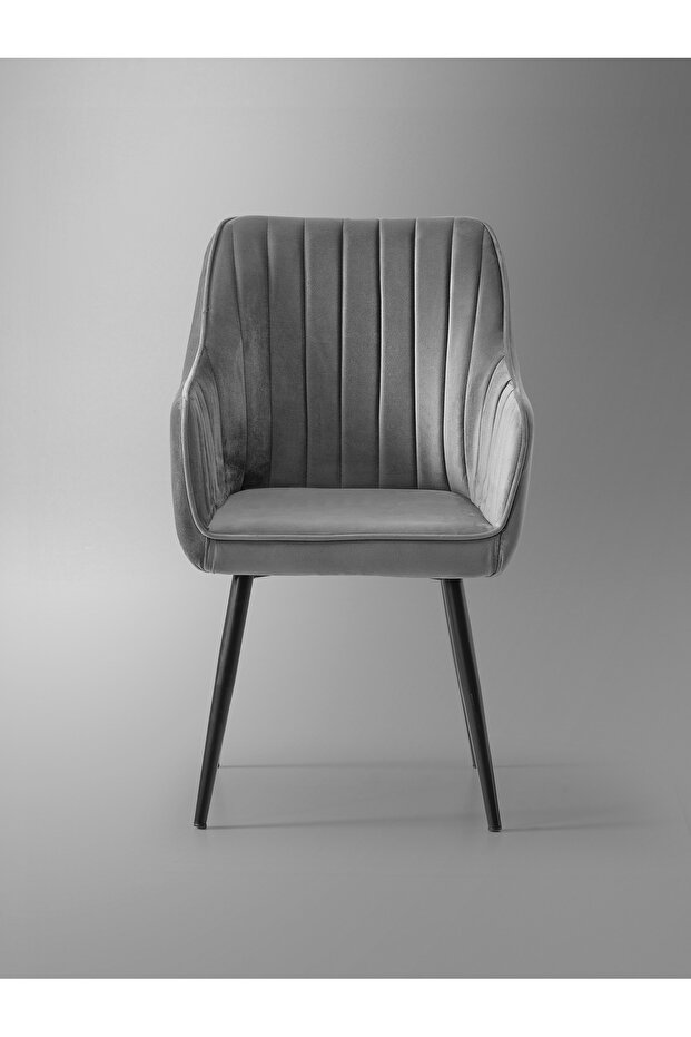 Nova Sandalye - Babyface Gri - Metal Siyah Ayak ( 2 Adet ) - 4