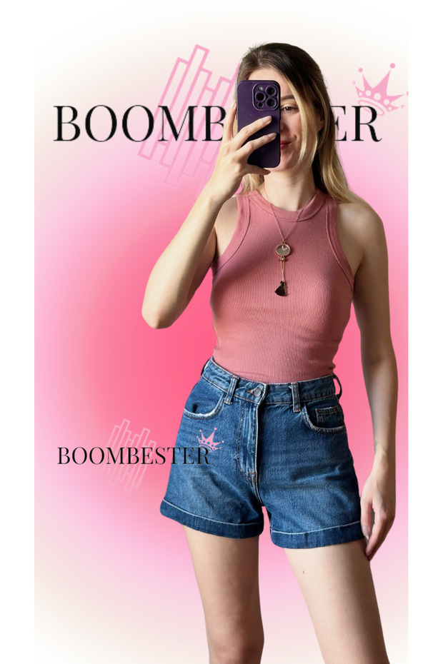 Women's Dusty Rose Color Camisole Sleeveless Blouse Long Crop Navel Top Undershirt