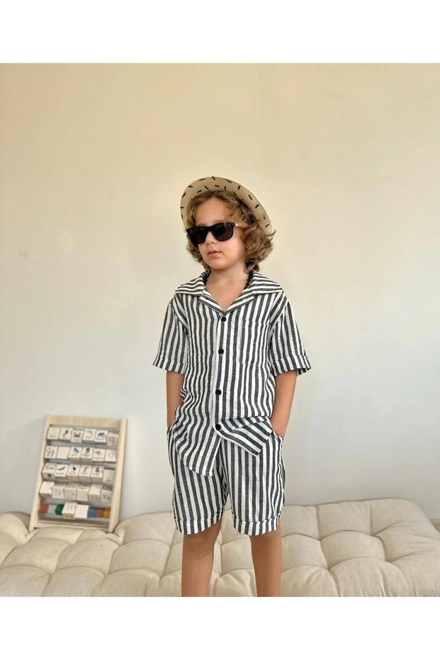 Yigit Boutique Boys' Suit with Striped Shorts