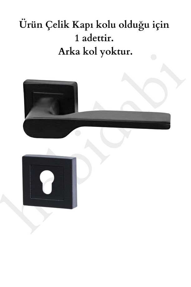 Siyah Zenit Tasarım Kapı Kolu Seti - Eda Kare Rozetli Serisi - Çelik Kapı Kolu Yale Kapı Kolu - 2