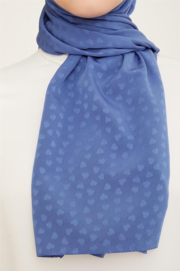 Trend Capri Shawl Heart Detailed Jacquard Non-Slip
