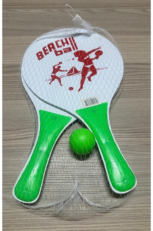 beach ball sahil havuz ahşap plaj tenis raketi ve kaliteli top fileli set (2 RAKET + 1 TOP) - 5