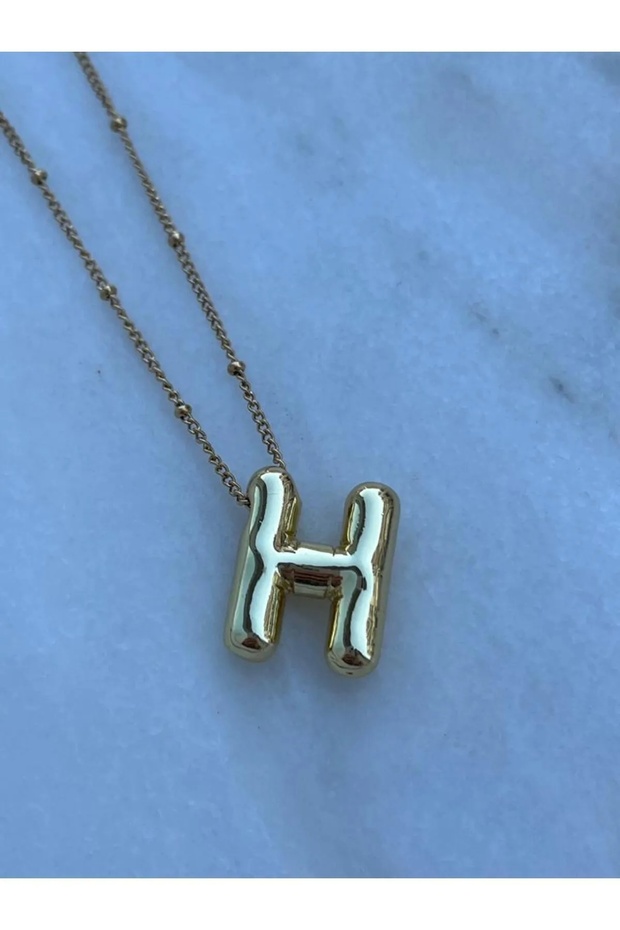 Steel Gold Buble H Letter Necklace