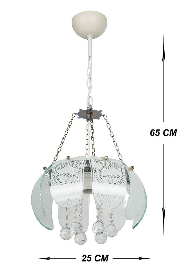 Aydınlatma Yönüm Tekli Camlı Taşlı Krom Avize - 3