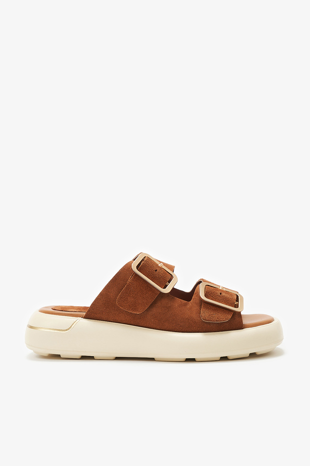 Timado Tan Genuine Leather Women's Slippers