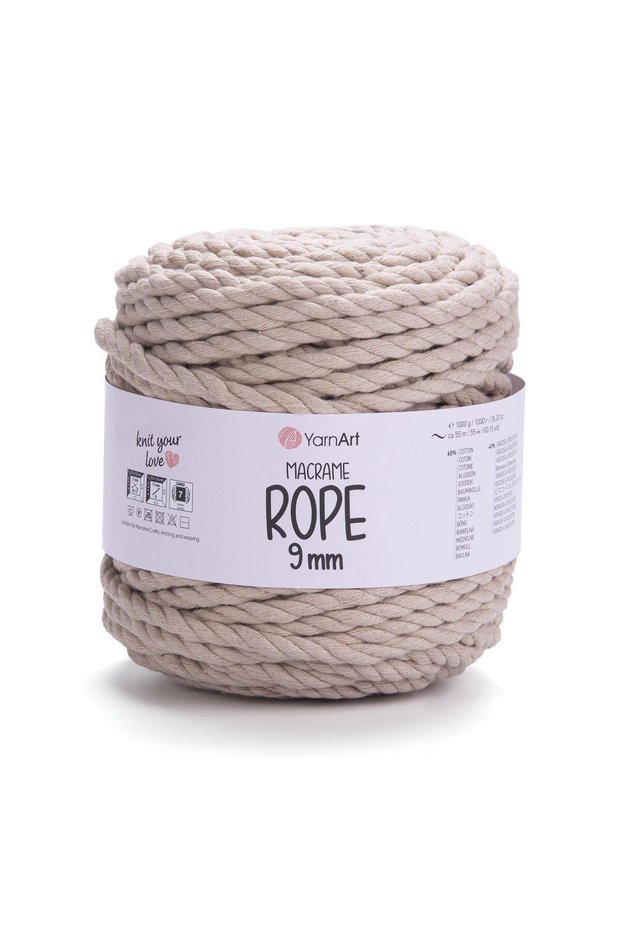 MACRAME ROPE 9MM - MACRAME HAND KNITTING STRING BEIGE-753