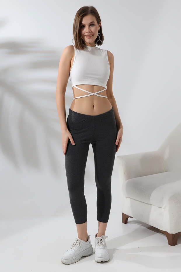 Cotton Compact Combed Lycra Wrist Leggings 20514 Dark Anthracitmelange