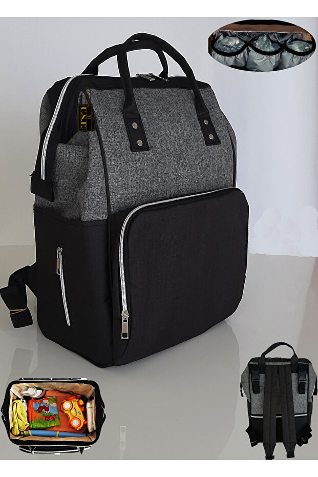 Baby Care Bag Organizer Functional Mother Baby Care Backpack Gray Syh