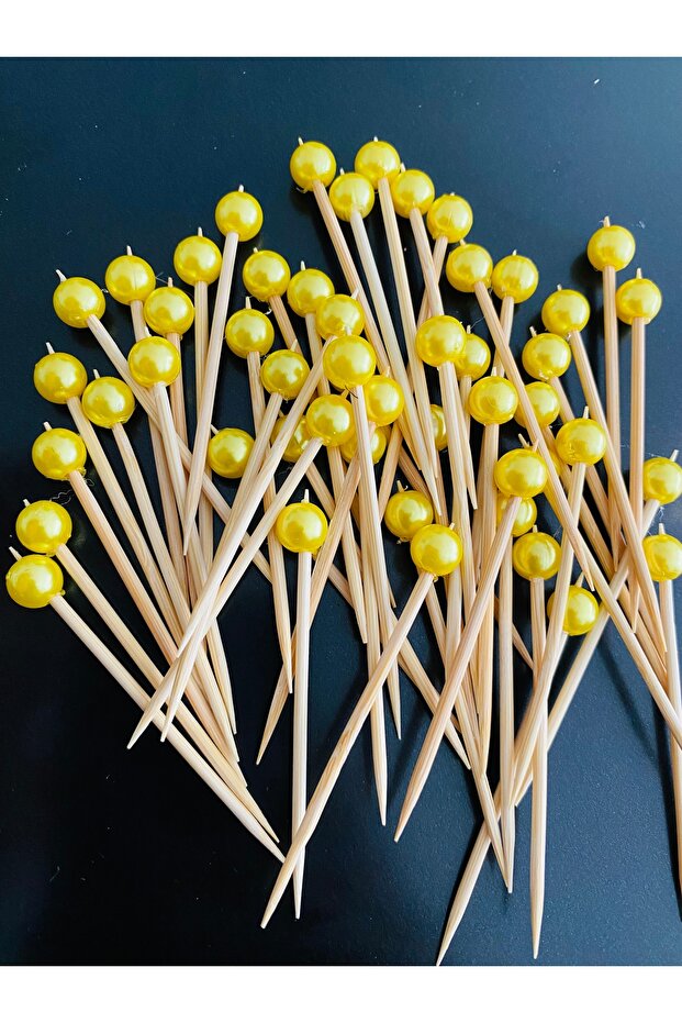 No:47 - 50 Pieces Beaded Decorative Engagement and Birthday Cupcake Mevlüt Toothpick
