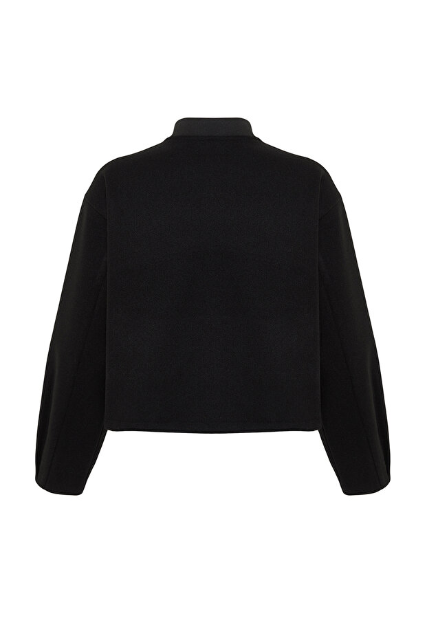 Siyah Oversize Kaşe Bomber Ceket Mont TWOAW25MO00053 - 7