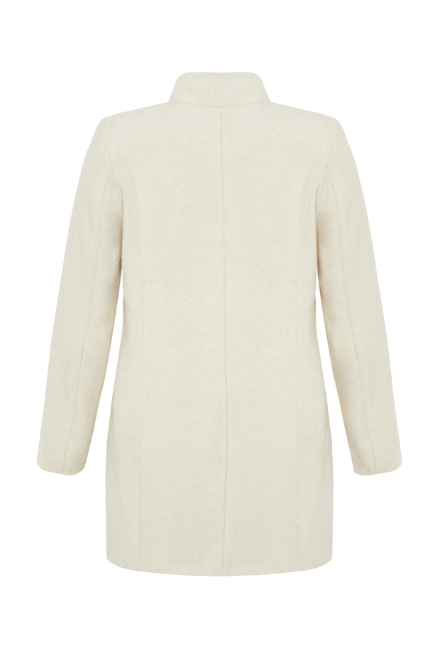 Ecru Midi Coat - Button Detail and Wool, TWOAW25KB00017 - 7