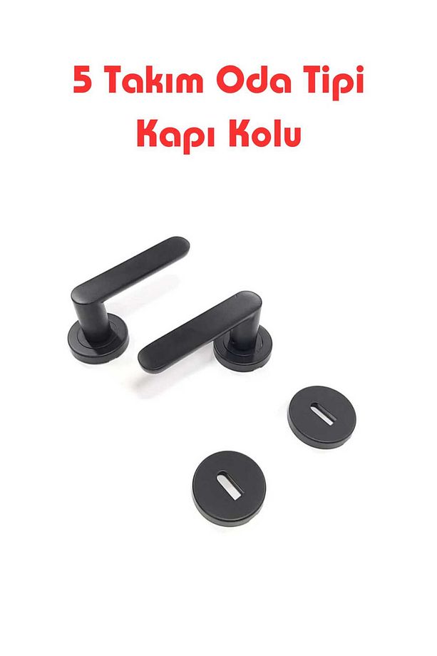 ( 7 Takım ) Barbaros Mat Siyah Yuvarlak Rozetli Kapı Kolu (3 1) Daire Seti ( 5 Oda - 2 Banyo Wc ) - 2