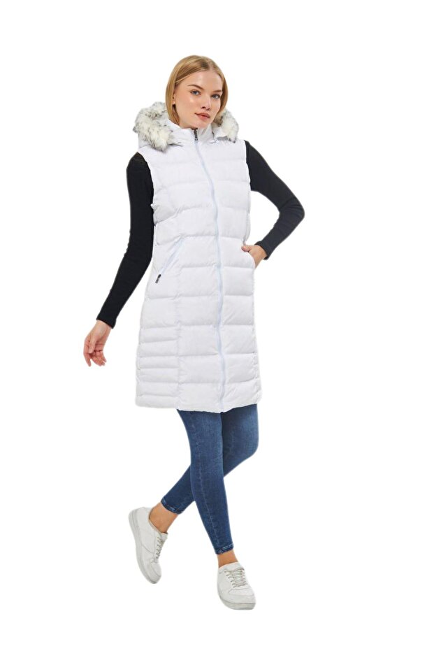 Kadın Kapüşonlu Uzun Yelek 5003 Bgl-st01646 - 1