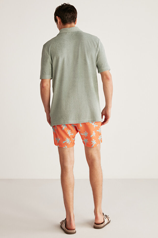 Męski T-shirt polo Todd z frotte, grubym, teksturowanym zielonym T-shirtem polo - 4