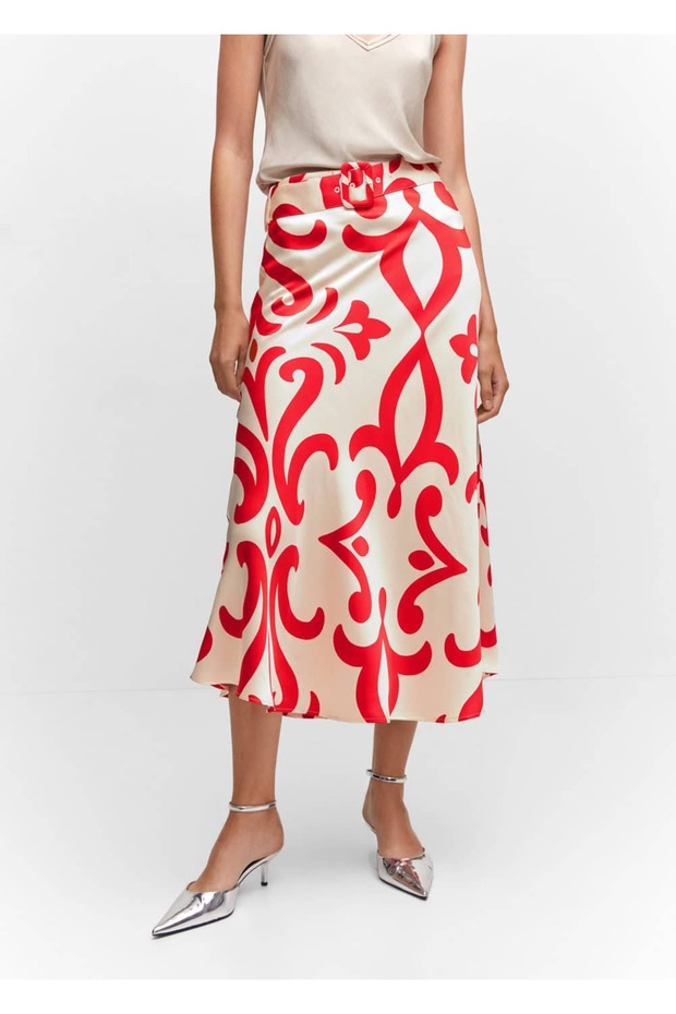 Kemerli Desenli Etek - 1