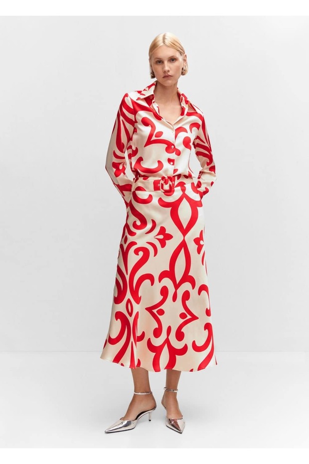 Kemerli Desenli Etek - 2