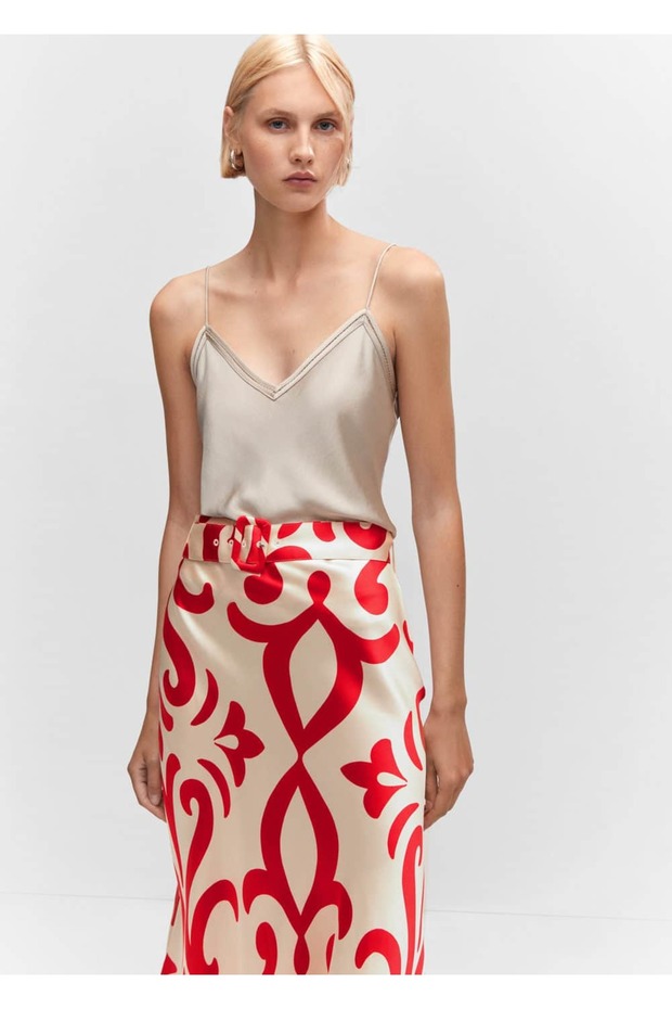 Kemerli Desenli Etek - 7