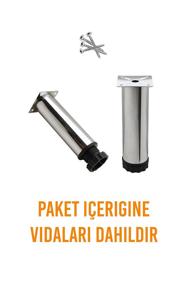 4 Adet Ayarlı Metal Ayak 15 CM Lüx Baza Dolap Koltuk Mobilya Kanepe Ayağı Krom Destek Ayağı - 4