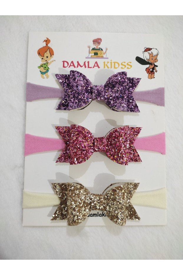 Baby Girl Kid Bandana Buckle Set 3-Piece Pink Lilac Gold